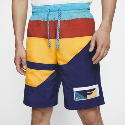 Shop Nike Mens  Flight Shorts In Blue Void/university Gold/blue Fury