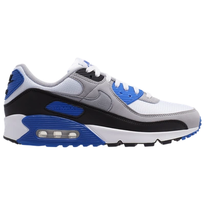 Shop Nike Mens  Air Max 90 In White/particle Grey/hyper Royal
