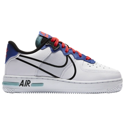 Shop Nike Boys  Air Force 1 Low React In White/black/blue