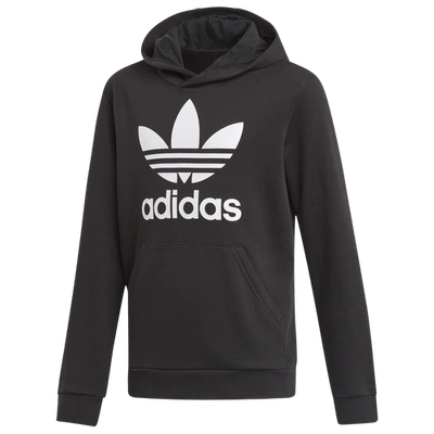 Shop Adidas Originals Boys  Adicolor Trefoil Hoodie In Black/white