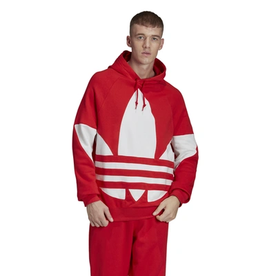 Shop Adidas Originals Mens  Big Trefoil Pullover Hoodie In Lush Red
