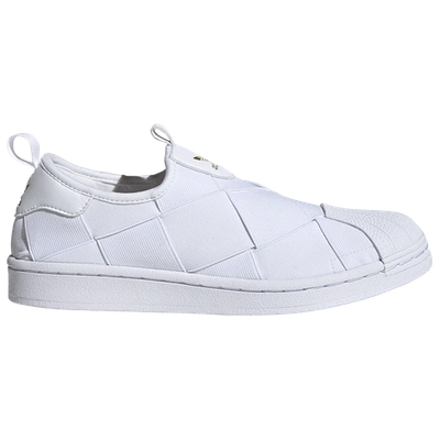 Shop Adidas Originals Womens  Superstar Slip On In White/white/gold Metallic