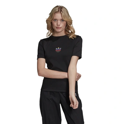 Shop Adidas Originals Womens  3d Trefoil T-shirt In Black
