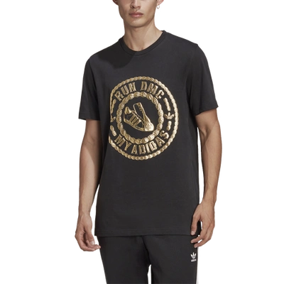 Shop Adidas Originals Mens  Run Dmc T-shirt In Black/gold