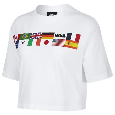 Shop Nike Womens  World Flags Crop Top In White