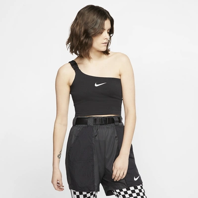 Shop Nike Womens  Swoosh Cropped Tank In Black/white