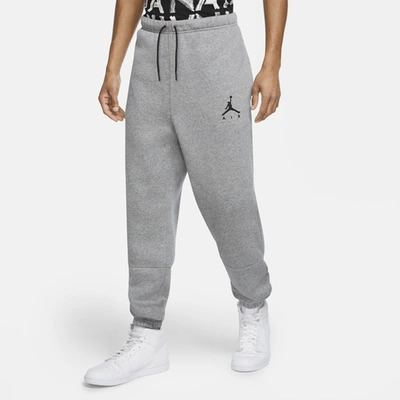 Shop Jordan Mens  Jumpman Air Fleece Pants In Carbon Heather/black