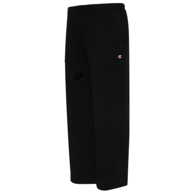Shop Champion Womens  Wide Leg Fleece Cropped Pants In Black/white