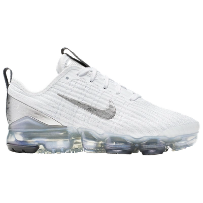 Shop Nike Boys  Air Vapormax Flyknit 3 In White/met Silver/pure Platinum