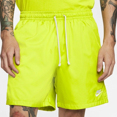 Shop Nike Mens  Club Essentials Woven Flow Shorts In Bright Cactus/white