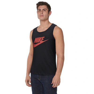 Shop Nike Mens  Icon Futura Tank In Black/habanero Red