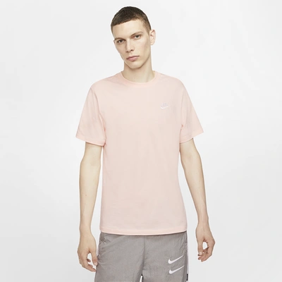 Shop Nike Mens  Club Embroidered T-shirt In Pink/white