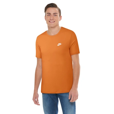 Shop Nike Mens  Embroidered Futura T-shirt In Electro Orange/white
