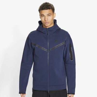 Shop Nike Mens  Tech Fleece Full-zip Hoodie In Midnight Navy/black