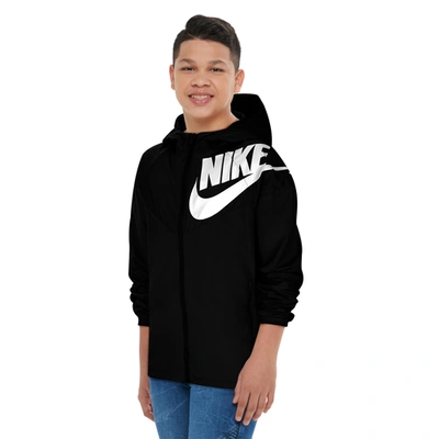 Shop Nike Boys  Nsw Windrunner Jacket In Black/black
