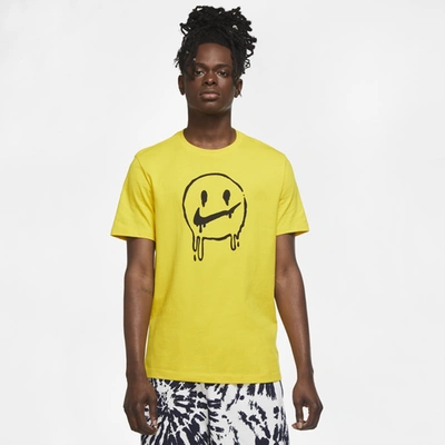 Nike Swoosh Smile T-shirt In Speed Yellow/black | ModeSens