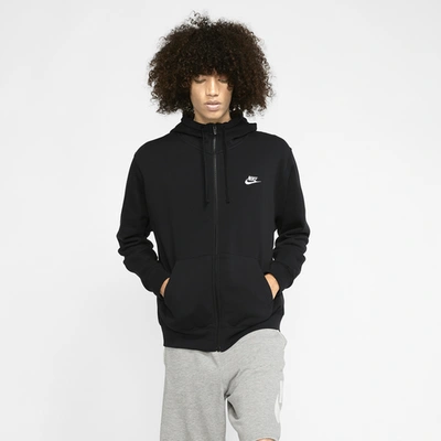 Shop Nike Mens  Club Full-zip Hoodie In Black/white