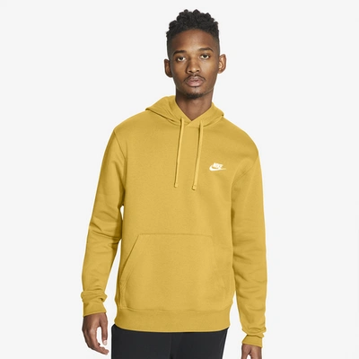 Shop Nike Mens  Club Pullover Hoodie In Solar Flare/white