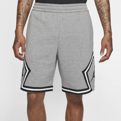 Shop Jordan Mens  Jumpman Fleece Diamond Shorts In Carbon Heather/white/black