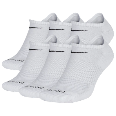 Shop Nike Mens  6 Pack Dri-fit Plus No Show Socks In White/black