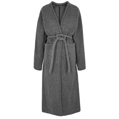 Shop Kassl Editions V Wrap Grey Belted Wool-blend Coat