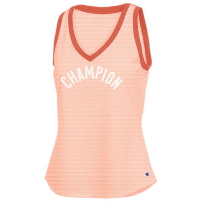 Shop Champion Womens  Heritage V-neck Ringer T-shirt In Primer Pink/white