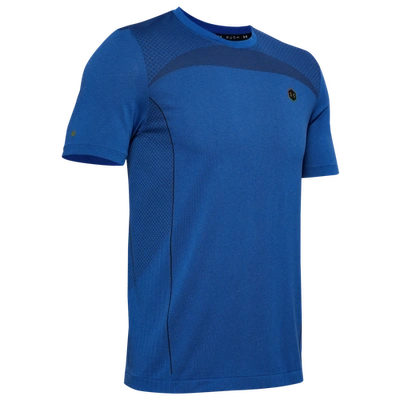 Shop Under Armour Mens  Rush Seamless Hg Fitted T-shirt In Versa Blue/black