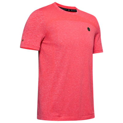 Shop Under Armour Mens  Rush Seamless Hg Fitted T-shirt In Rush Red/black