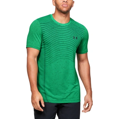 Shop Under Armour Mens  Seamless Knit Wave T-shirt In Vapor Green/black