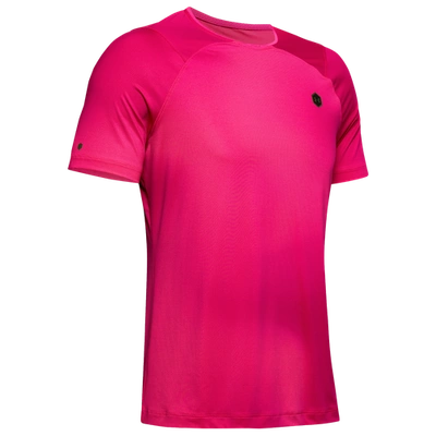 Shop Under Armour Mens  Rush Fitted T-shirt In Pink Surge/black