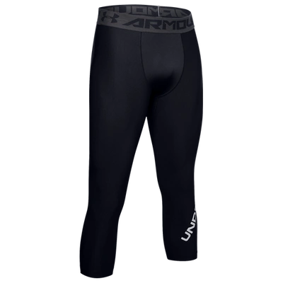 Shop Under Armour Mens  Hg Armour 2.0 3/4 Compression Tights In Black/halo Grey