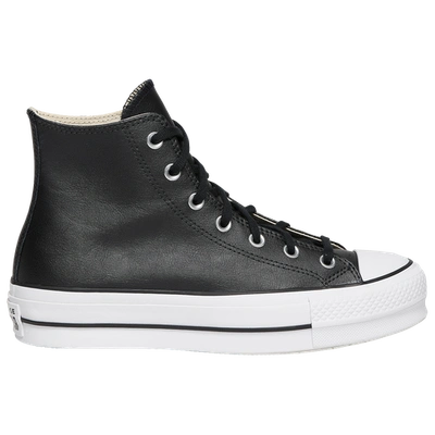 Converse Womens All Star Platform Hi Leather In Black/white | ModeSens