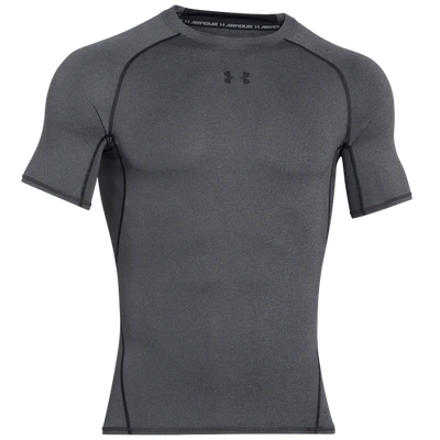 Shop Under Armour Mens  Heatgear Armour Compression Short Sleeve Football T-shirt In Carbon Heather/black