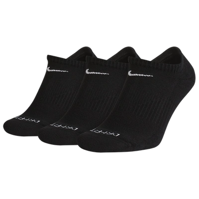 Shop Nike Mens  3 Pack Dri-fit Plus No Show Socks In Black/white