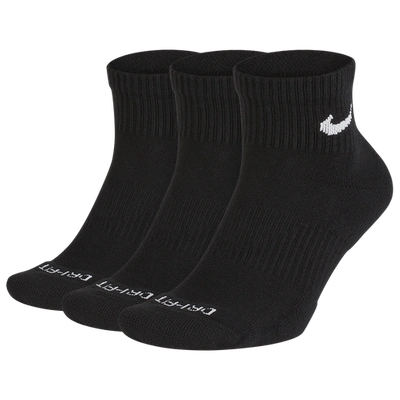 Shop Nike Mens  3 Pack Dri-fit Plus Quarter Socks In Black/white