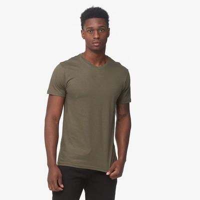 Shop Csg Mens  Basic V-neck Short Sleeve T-shirt In Olive/green