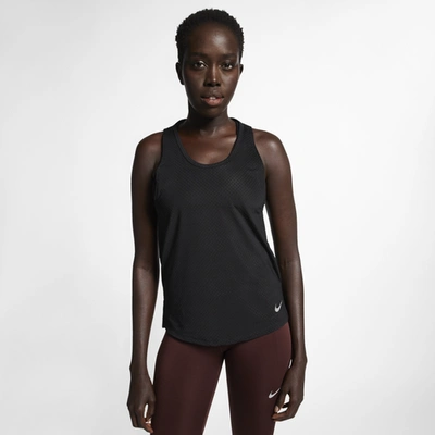 Shop Nike Womens  Miler Breathe Tank In Black/reflective Silver