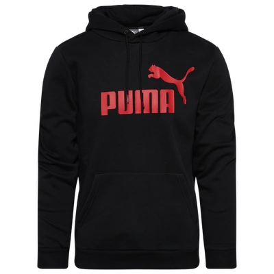 Shop Puma Mens  Essentials Big Logo Hoodie In  Black/red