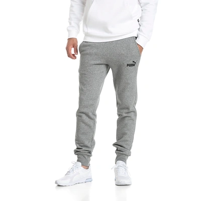 Shop Puma Mens  Essentials Logo Fleece Pants In Medium Grey Heather/black