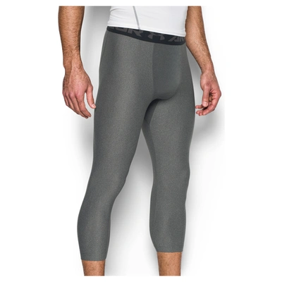 Shop Under Armour Mens  Hg Armour 2.0 3/4 Compression Tights In Carbon Heather/black