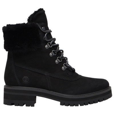 Shop Timberland Womens  Courmayeur 6shearling Boots In Black Nubuck/black