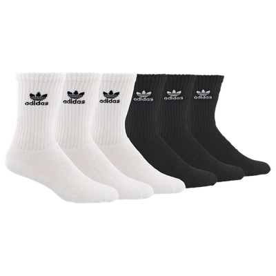 Shop Adidas Originals Mens  Trefoil Cushioned Crew 6-pack In Black/white