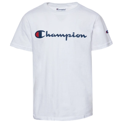 Shop Champion Kids  Logo T-shirt In White/blue