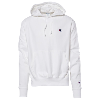 Shop Champion Mens  Reverse Weave Left Chest C Pullover Hoodie In White/red