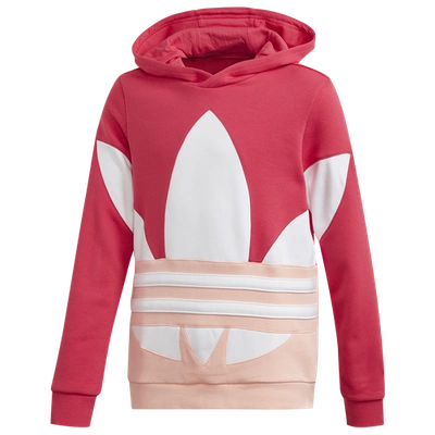 Adidas Originals Kids' Adidas Big Girls Large Trefoil Hoodie In Power  Pink/haze Coral/white | ModeSens
