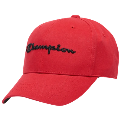 Shop Champion Classic Twill Script Hat In Scarlet/black