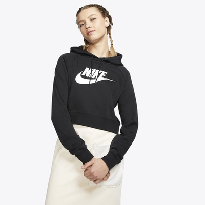 Shop Nike Womens  Essential Crop Hoodie In Black/white