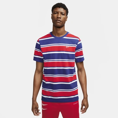 Nike Stripe T-shirt In White/deep Royal Blue/university Red | ModeSens
