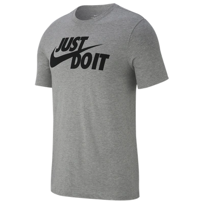Shop Nike Mens  Just Do It Swoosh T-shirt In Dark Grey Heather/black