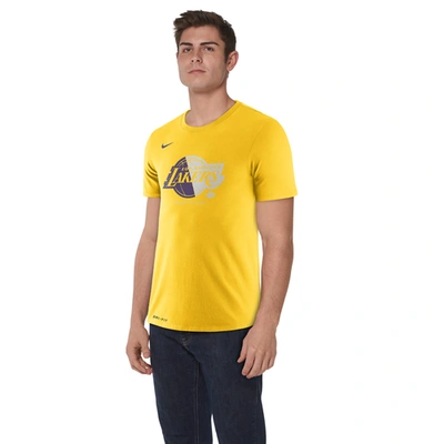 Nike Los Angeles Lakers Dri-FIT NBA Logo T-Shirt Yellow - AMARILLO